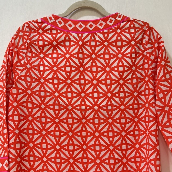 GRETCHEN SCOTT WOMEN TUNIC ORANGE PINK GEOMETRIC PRINT SZ SMALL - Picture 4 of 10